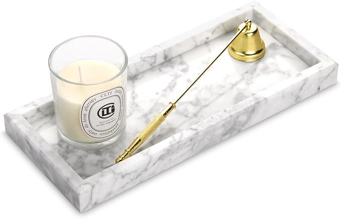 Marble Bathroom Vanity Tray, Natural Luxury Vanity Home Kitchen Bathroom Table Tray, Stone Decora... | Amazon (US)