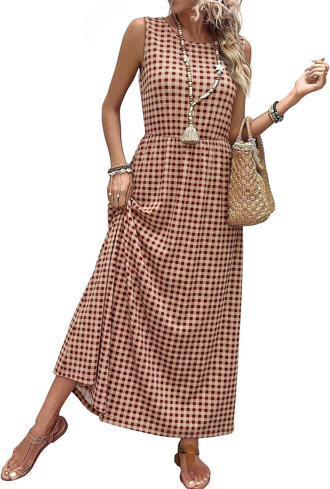 WIHOLL Summer Dresses for Women 2026 Maxi Dresses Long Flowy A Line Sleeveless Sundresses with Po... | Amazon (US)