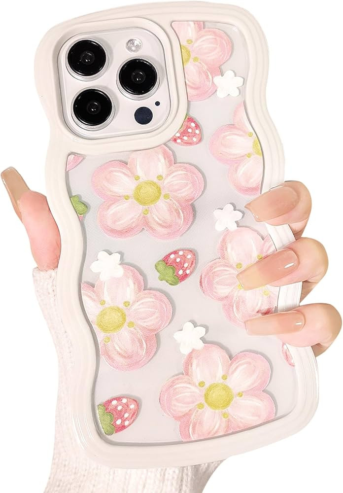 NITITOP Compatible for iPhone 15 Pro Max Case Cute Curly Wave Frame Shape Soft TPU 2 in 1 Flower ... | Amazon (US)