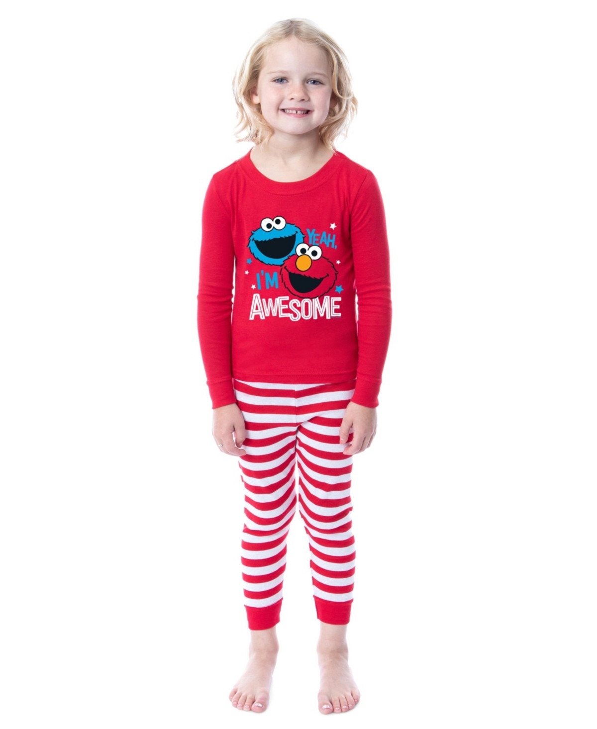 Sesame Street Toddler Girls Elmo Cookie Monster I'm Awesome 2 Piece Long Sleeve Pajama Set | Macy's