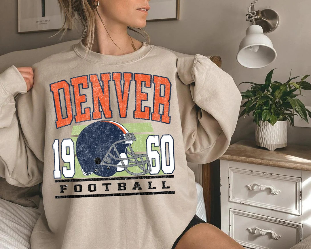 Denver Football Vintage Sweatshirt T-shirt, Denver Football Crewneck Sweatshirt, Denver Fan Gift,... | Etsy (US)