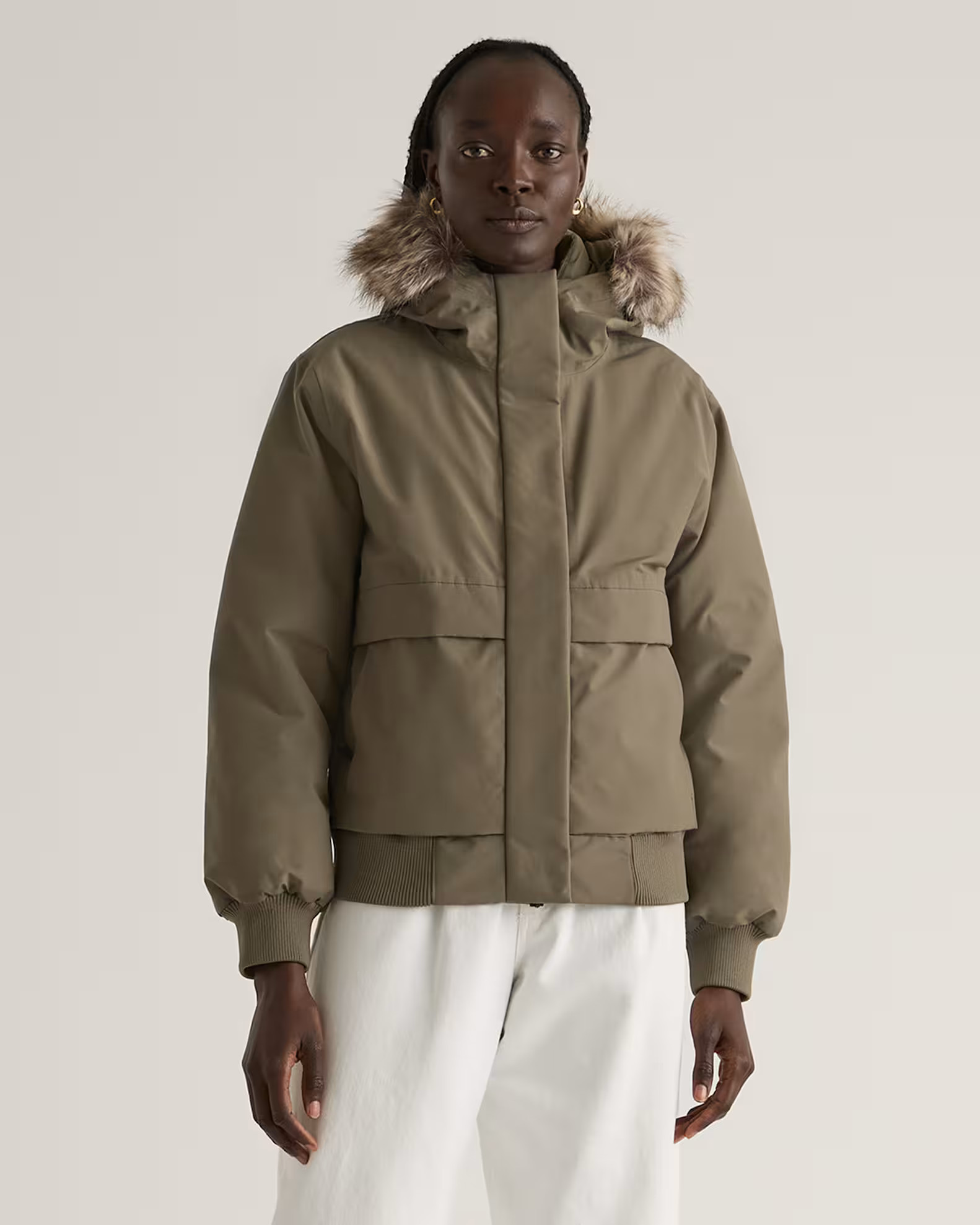 Responsible Down Hooded Short Parka in Faded Cargo | Quince