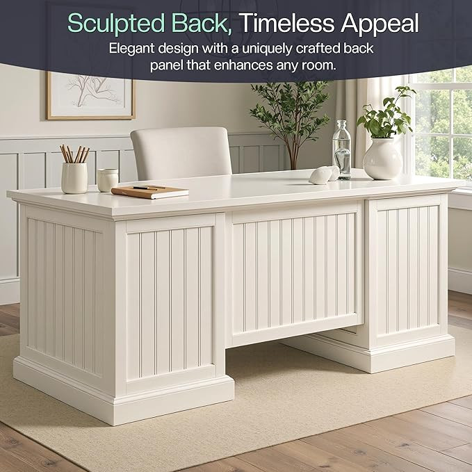 Jocisland 68" Executive Desk for Home Office & Study, Fluted Panel Computer Table with 3 Drawers ... | Amazon (US)