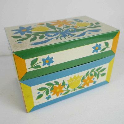 Vintage Floral Syndicate Recipe Tin Box Container Advertising Collectible | eBay US
