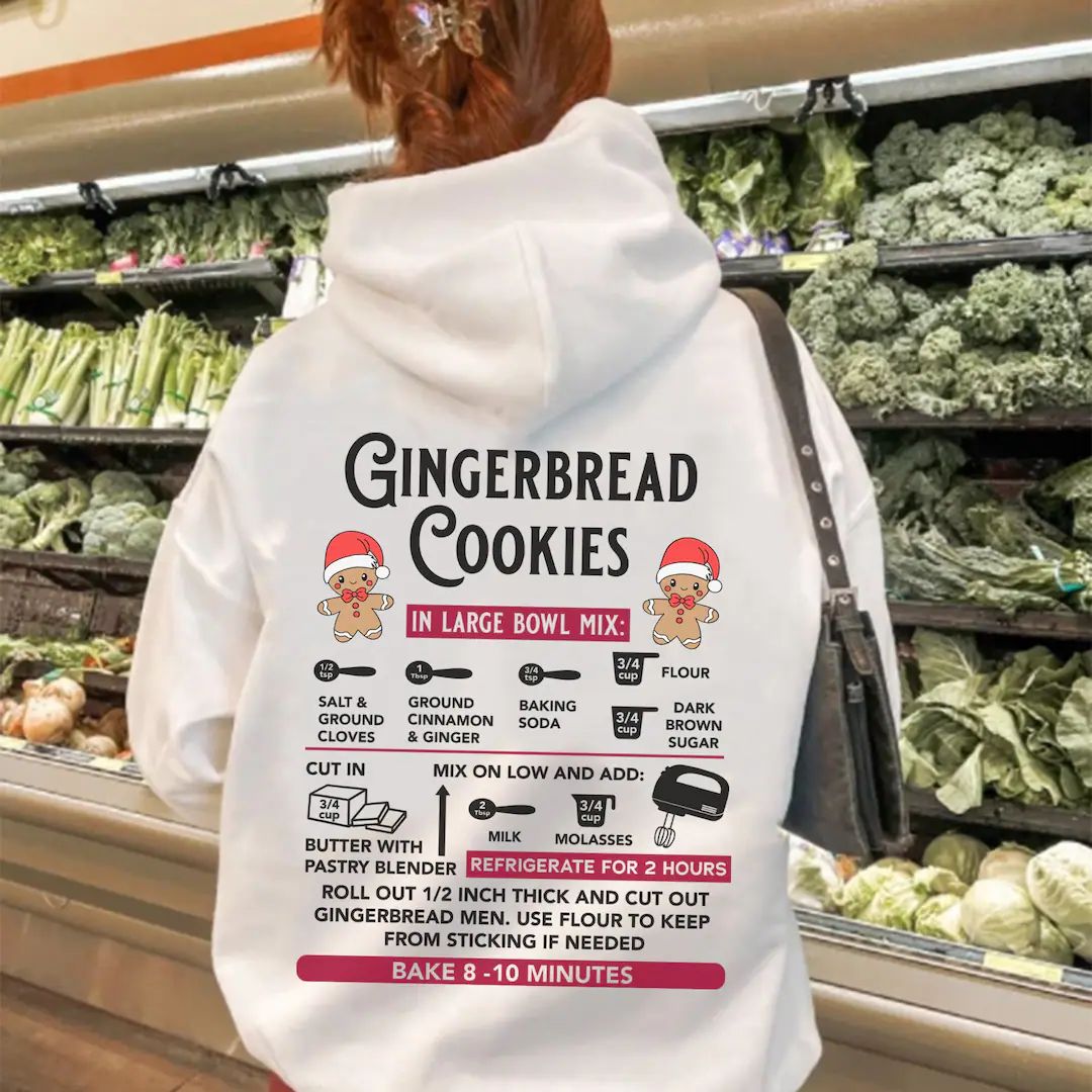 Gingerbread Cookie Recipe Sweatshirt Christmas Cookie Hoodie - Etsy | Etsy (US)