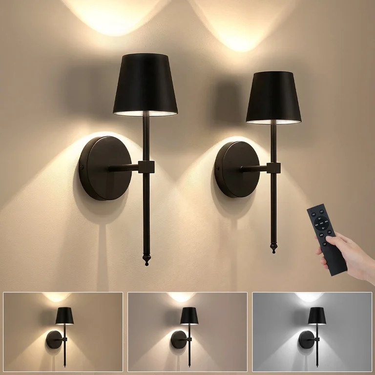 FRIDEKO HOME 13" Wireless Wall Sconces Set of 2, Small Cordless LED Wall Lamps, 5200mAh Rechargea... | Walmart (US)