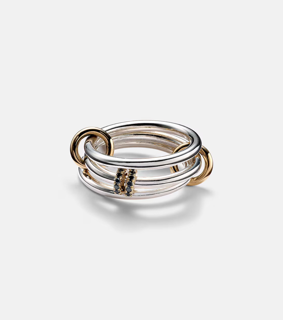 Dion SG sterling silver stacked ring with black diamonds | Mytheresa (US/CA)