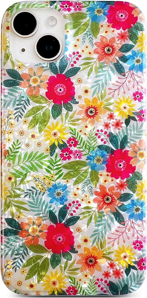 Qokey for iPhone 15 Plus Case,for iPhone 14 Plus Case,Cute Flower Case for Girls Women Shell Patt... | Amazon (US)