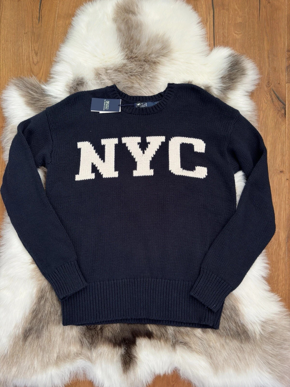 Polo RALPH LAUREN NYC NEW YORK KNITTED CREWNECK JUMPER  SWEATER Blue Size M  | eBay | eBay US