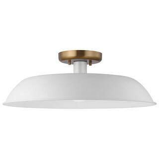 Colony - 1 Light - Medium Semi-Flush Mount Fixture - Matte White with Burnished Brass | Bed Bath & Beyond