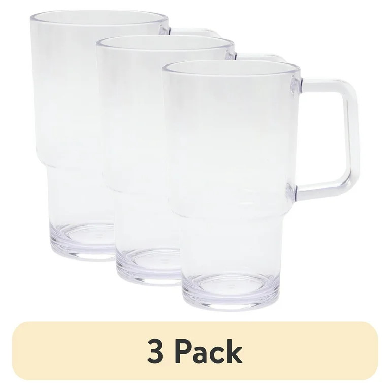 (3 pack) Mainstays 21-Ounce Acrylic Tumbler with Handle, Clear - Walmart.com | Walmart (US)
