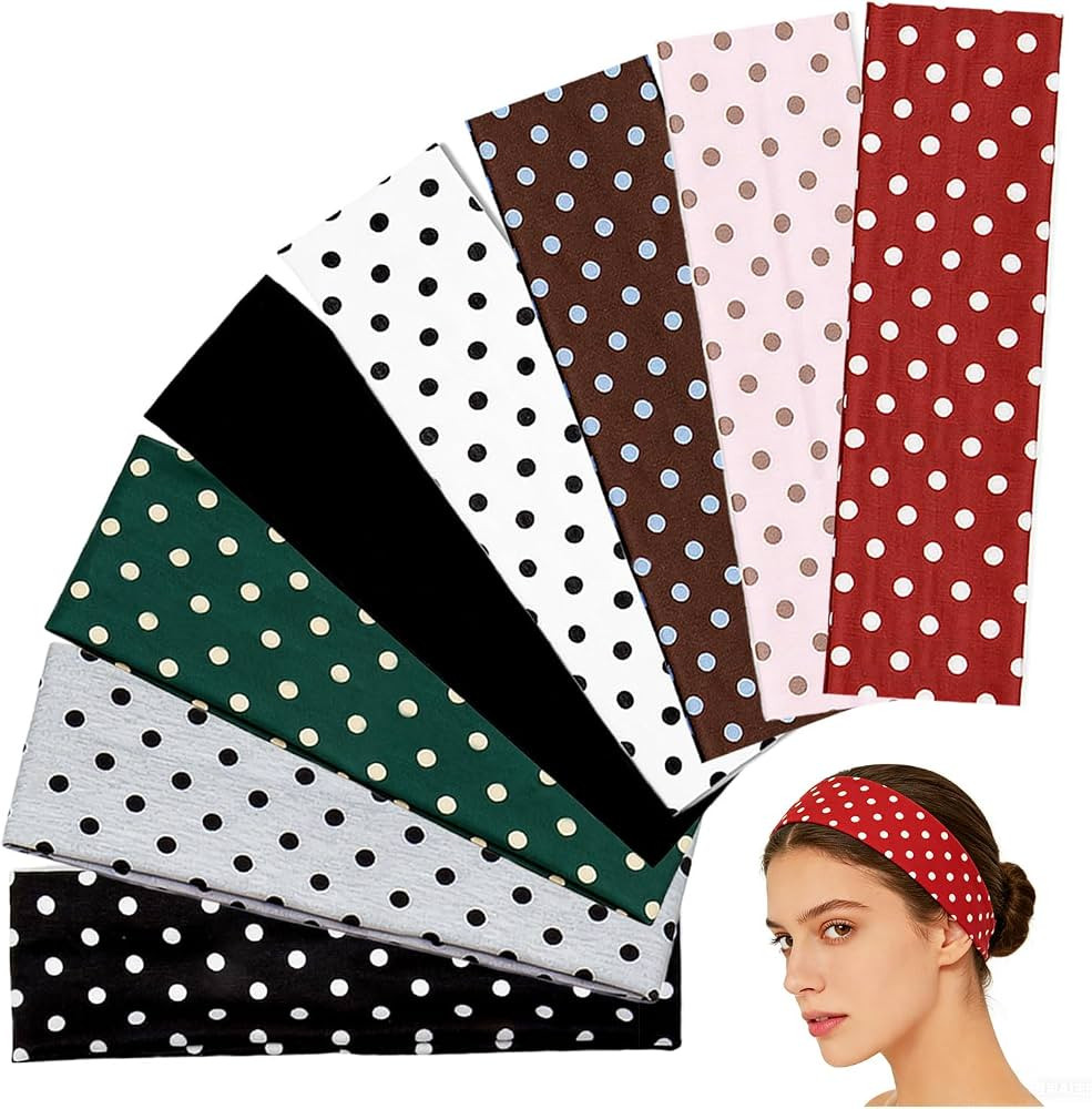 Polka Dot Headbands for Women, Cute Polka Dot Hair Bands for Women's Hair Fashion: 8Pcs Soft Stre... | Amazon (US)