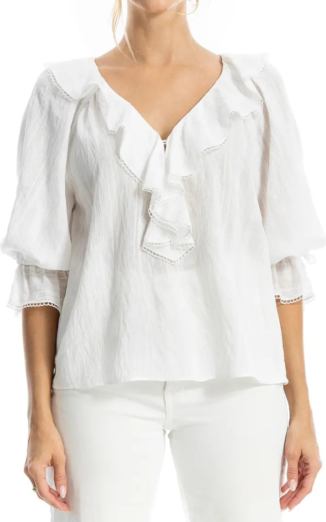 Ruffle Front Elbow Length Sleeve Top | Nordstrom Rack