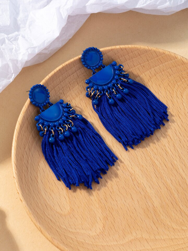 1pair New Fashion Personality Simple Metal Tassel Earrings For Women | SHEIN