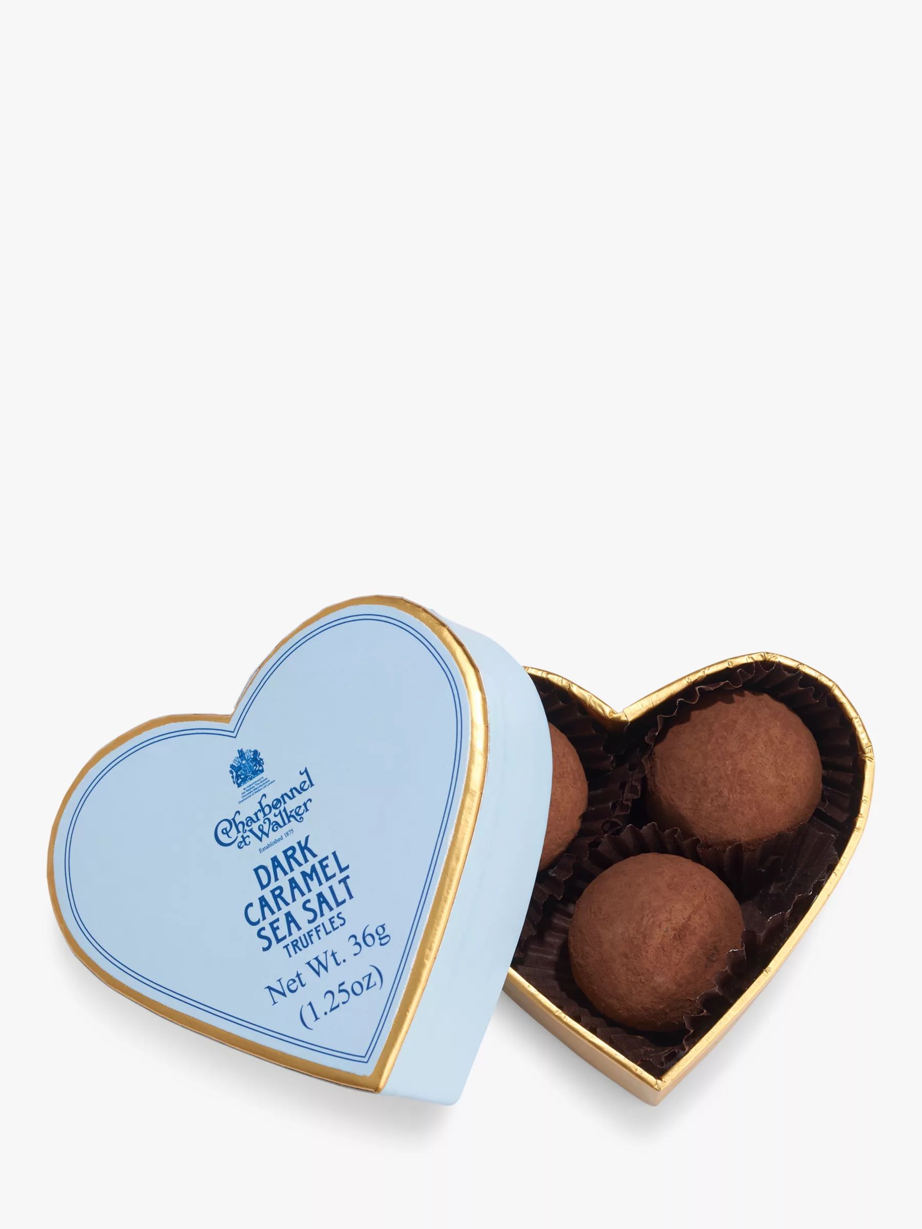 Charbonnel et Walker Mini Heart Gift Box Sea Salt Caramel Chocolate Truffles, 36g | John Lewis (UK)