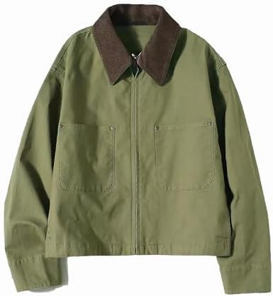 Womens Cropped Bomber Jacket Corduroy Collar Barn Coat Lightweight Utility Zip Up Cotton Canvas W... | Amazon (US)