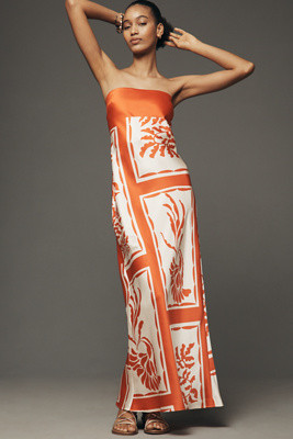 The Fleur Strapless Satin Maxi Slip Dress | Anthropologie (US)