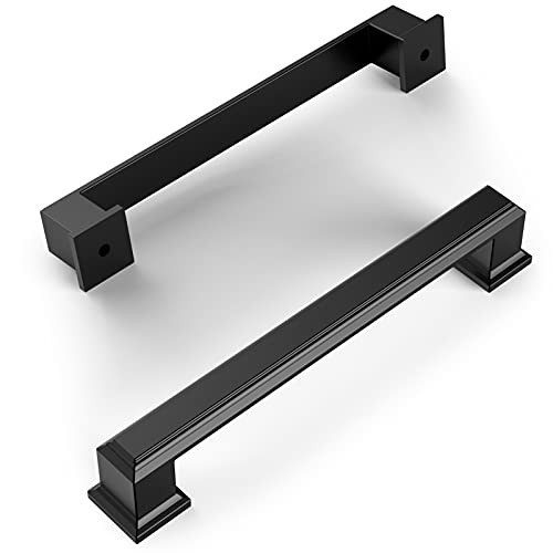 Amerdeco 10 Pack Matte Black 5 Inch(128mm) Hole Centers Kitchen Cabinet Pulls Cabinet Hardware Kitchen Handles for Cabinets Cupboard Handles Drawer Pulls | Amazon (US)