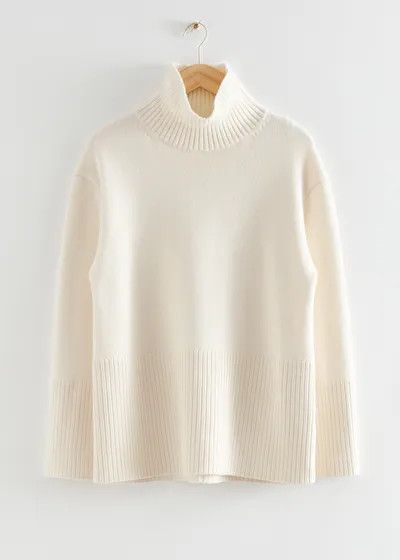 Oversized Wool Knit Turtleneck | White Sweater Sweaters | Winter Outfit Inspo | & Other Stories US