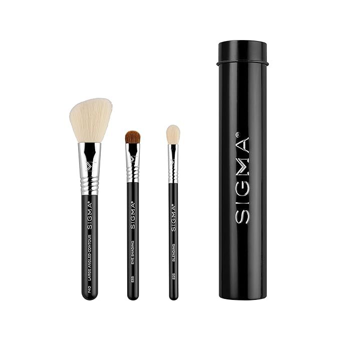 Sigma Beauty Travel Essential Trio - Makeup Brush Set for Foundation Powder Eyeshadow - 3 Tool Br... | Amazon (US)