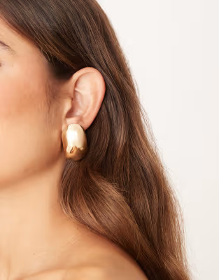 ASOS DESIGN stud earrings with clean bubble oval design in gold tone | ASOS | ASOS (Global)