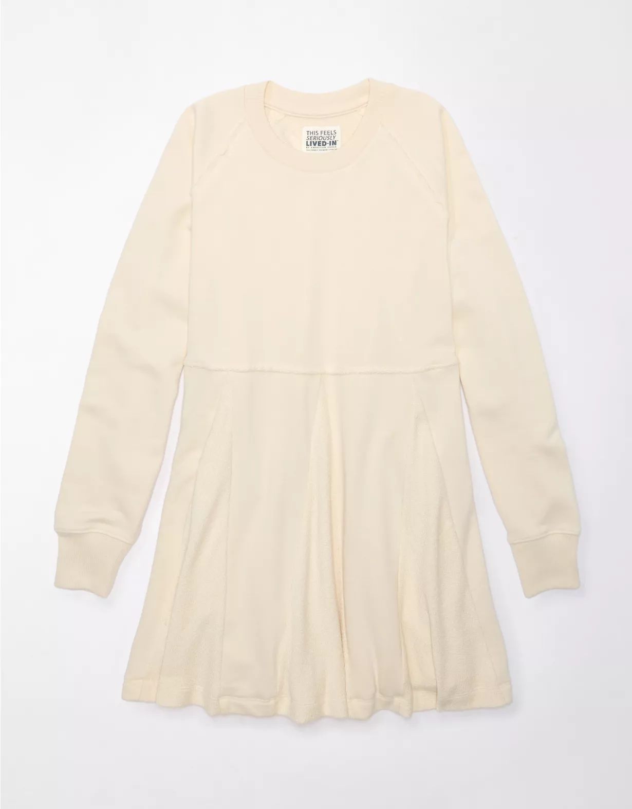 AE Fleece Long-Sleeve Babydoll Mini Dress | American Eagle Outfitters (US & CA)