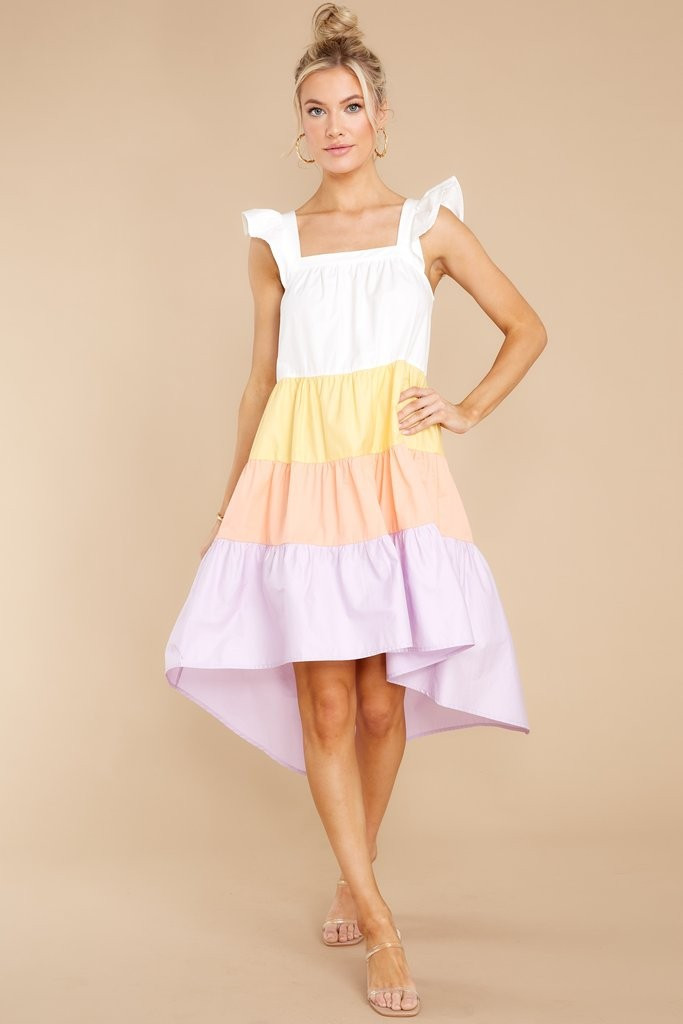 Sweetest Secret Ivory And Lavender Multi High-Low Dress | Red Dress 
