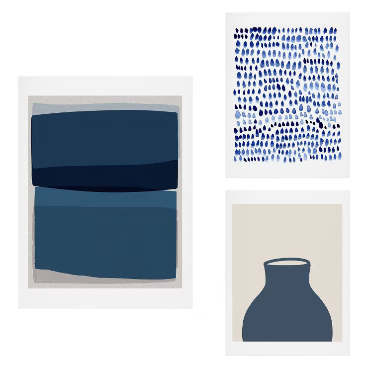 Set of 3 Modern Blue Gallery Decorative Wall Arts - Deny Designs | Target