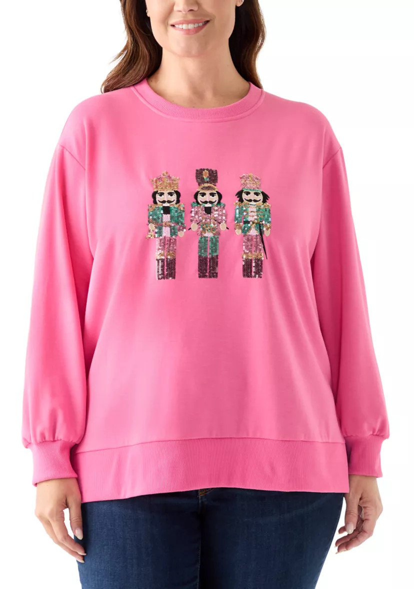 Plus Size Sequin Nutcracker Sweatshirt | Belk