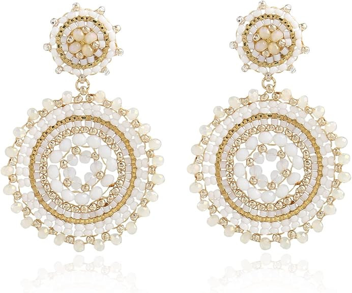 Elegance 11 Designs Beaded Earrings For Women Seed Bead Summer Beach Boho Statement Dangle Handma... | Amazon (US)