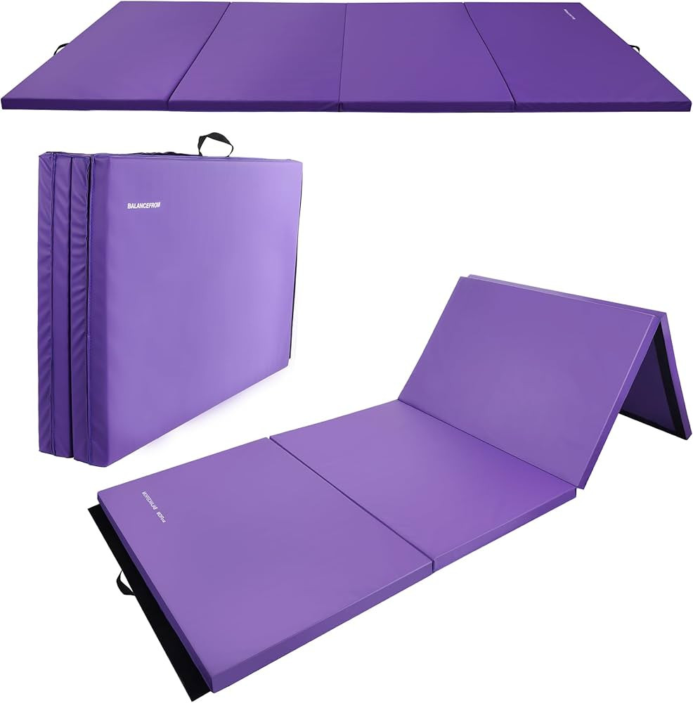 Fitvids Folding Exercise Gymnastics Mat, 4'x8'x2" Gym Workout Mat with Carrying Handles 4-Fold Hi... | Amazon (US)