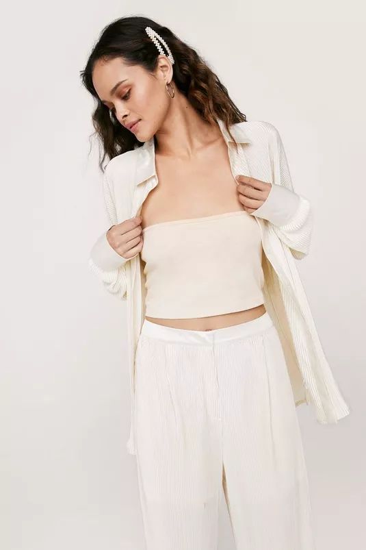 Plisse Oversized Button Down Shirt Co Ord | Nasty Gal (US)
