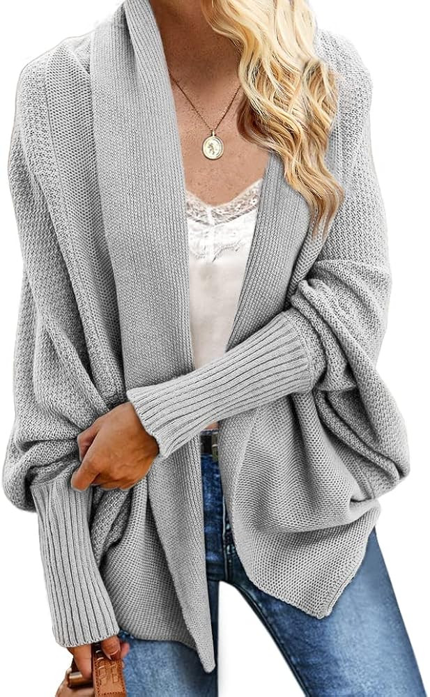 Imily Bela Women's Kimono Batwing Cable Knitted Slouchy Oversized Wrap Cardigan Sweater | Amazon (US)