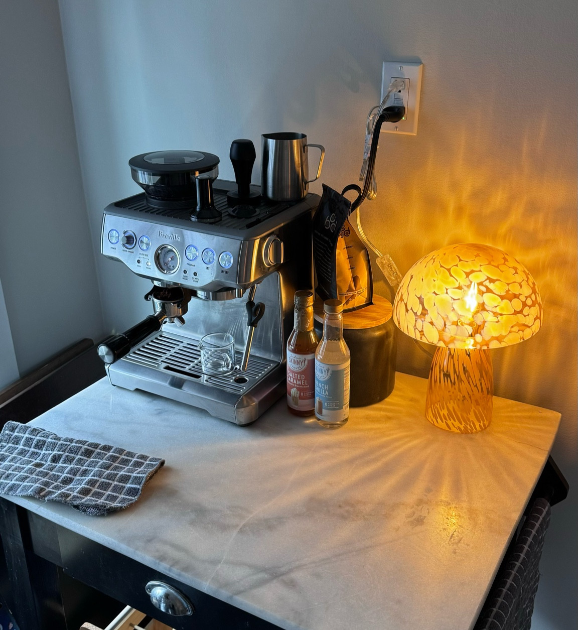 Espresso machine literally changing our lives! Also linked a mushroom lamp, I got this one at home goods so I just linked one similar on amazon! 