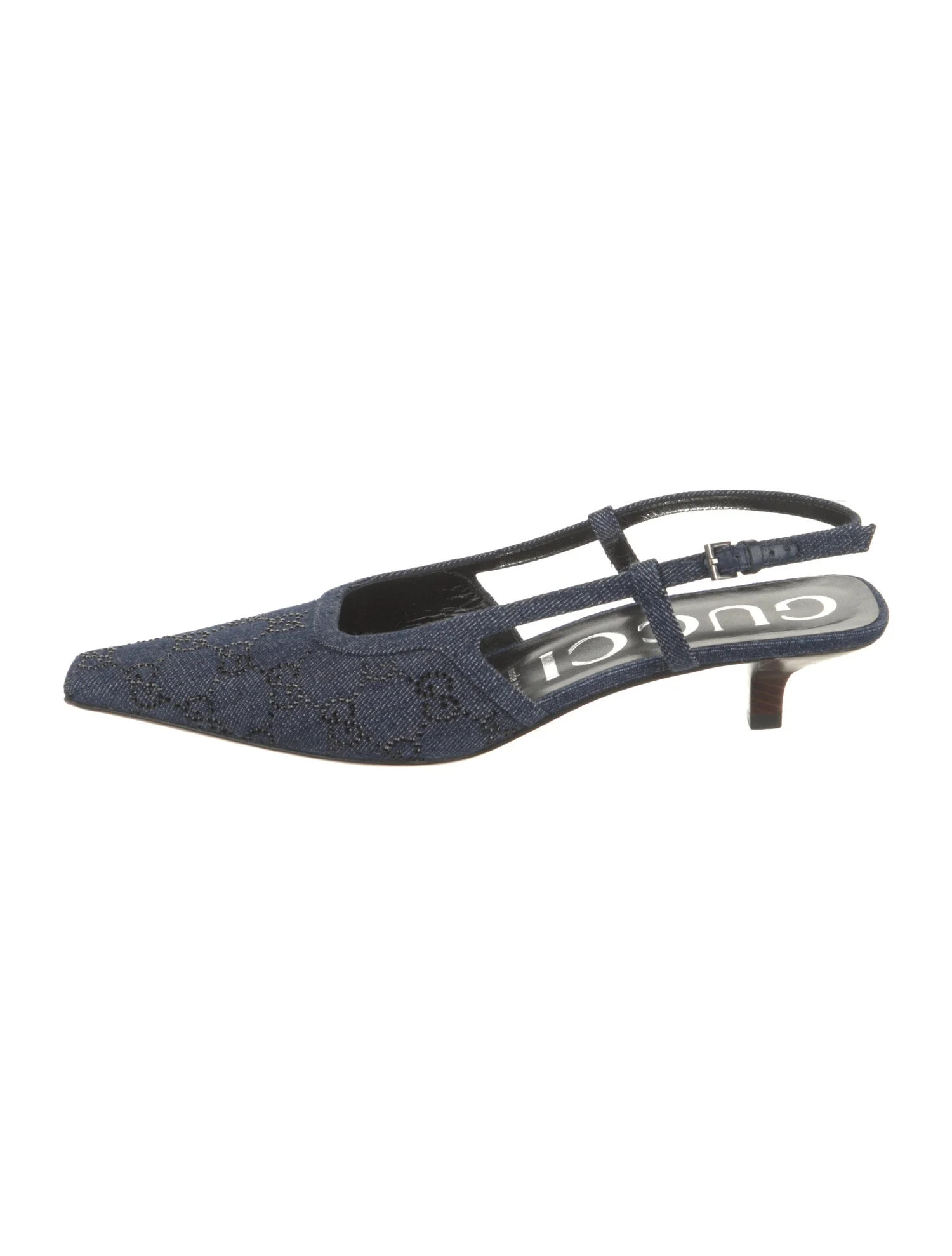 Denim Printed Slingback Pumps | The RealReal