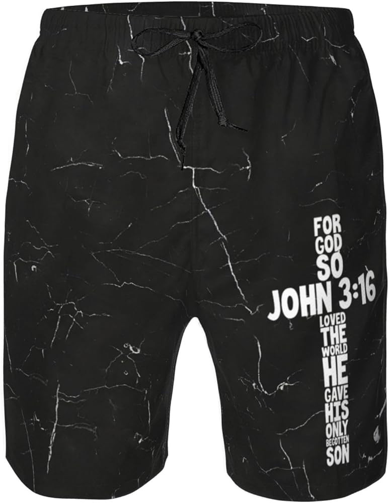 for God So Loved The World John 3\uff1a16 Christian Mens Swim Trunks Liner Shorts Quick Dry Bathi... | Amazon (US)
