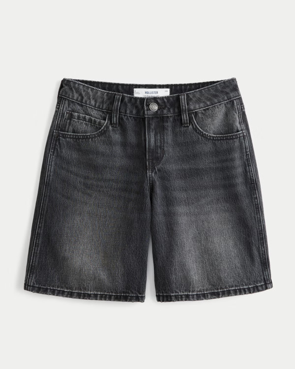 Low-Rise Washed Black Baggy Jort | Hollister (US)
