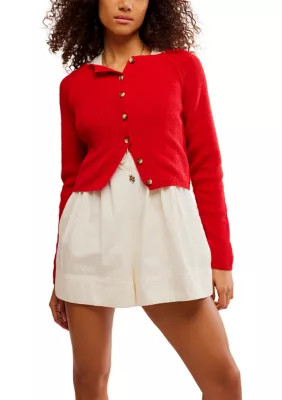 Free People Women's Sydney Shrunken Cardigan, Red, Medium | Belk