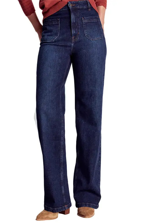 Boden Patch Pocket Relaxed Straight Leg Jeans in Mid Vintage at Nordstrom, Size 28 | Nordstrom