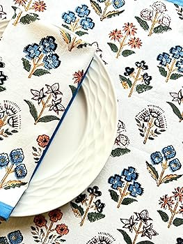 ATOSII Flora Bloom 100% Cotton Fall Cloth Dinner Napkins, Handblock Print, Washable Durable Linen... | Amazon (US)