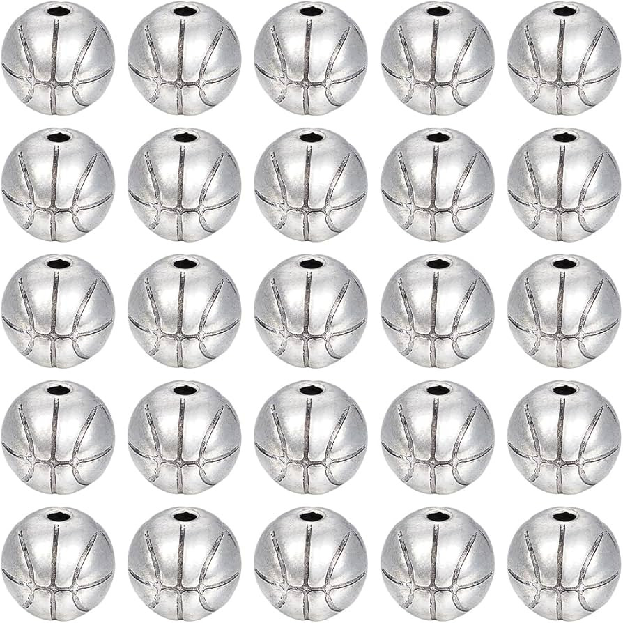 SUNNYCLUE 1 Box 75Pcs Metal Basketball Beads Bulk Sports Bead Charms 10x9mm Alloy Tibetan Antique... | Amazon (US)