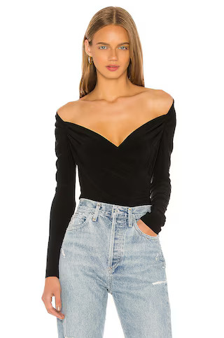 Norma Kamali Long Sleeve Sweetheart Blouse in Black from Revolve.com | Revolve Clothing (Global)