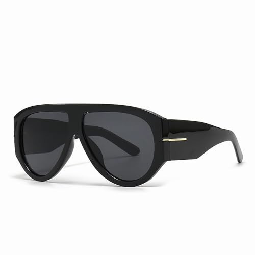 OSAGAMA Trendy Retro Oversized Aviator Sunglasses for Women Men 70s Luxury Designer Thick Classic Sun Glasses (Black/Grey) | Amazon (US)