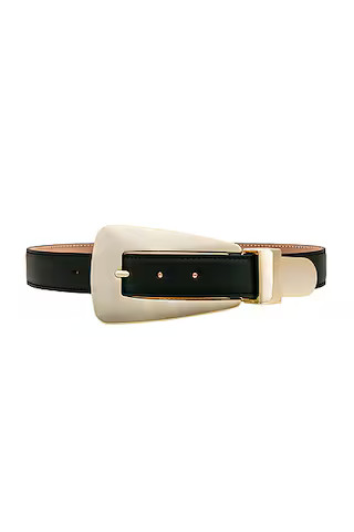 KHAITE Lucca Gold Buckle 30mm Belt in Black | FWRD | FWRD 