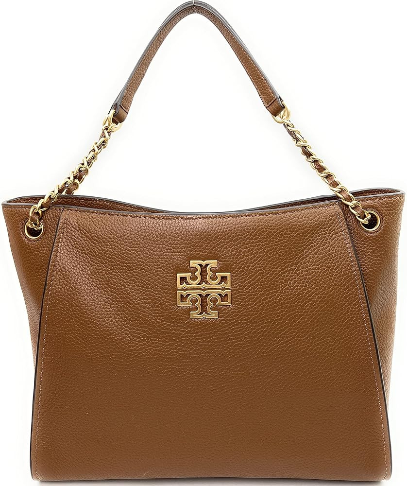 Tory Burch Women's Britten Small Slouchy Tote in Pebbled Leather (Moose) | Amazon (US)