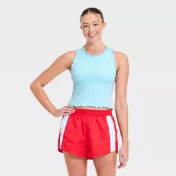 Women's Textured Ribbed Seamless Support Tank Top - JoyLab\u2122 Light Blue XXS | Target