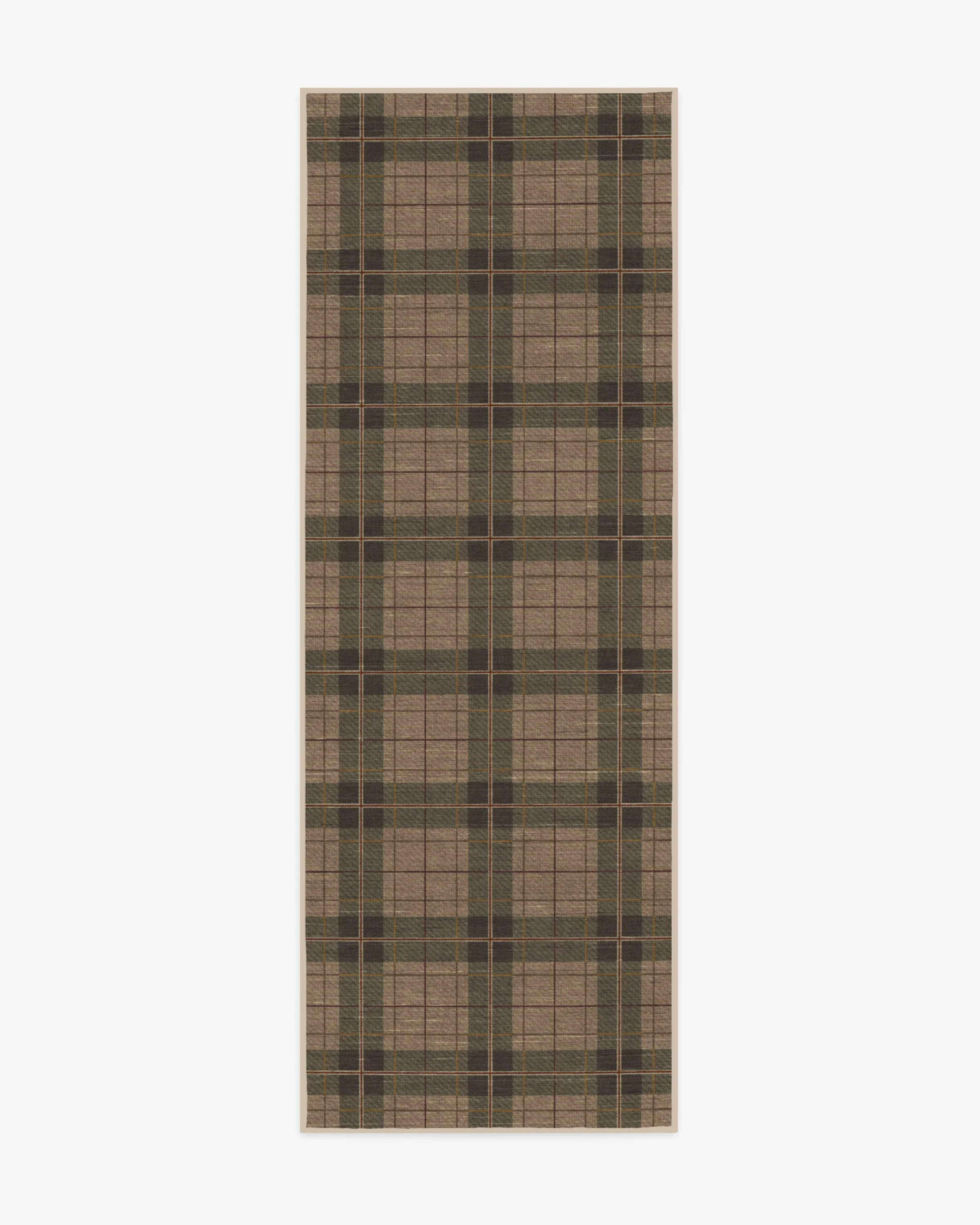Alfie Plaid Natural & Green Flatwoven Rug | Ruggable
