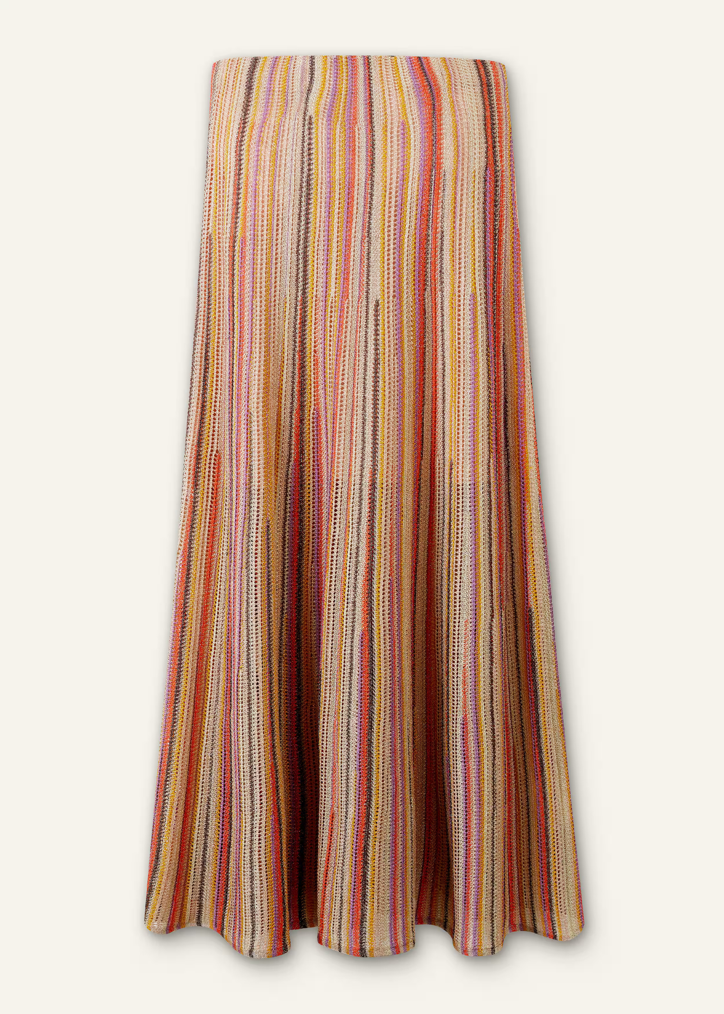 Women's Gold Metallic Textured Stripe Knit Maxi Skirt | ME+EM | ME+EM Global (Excluding US)