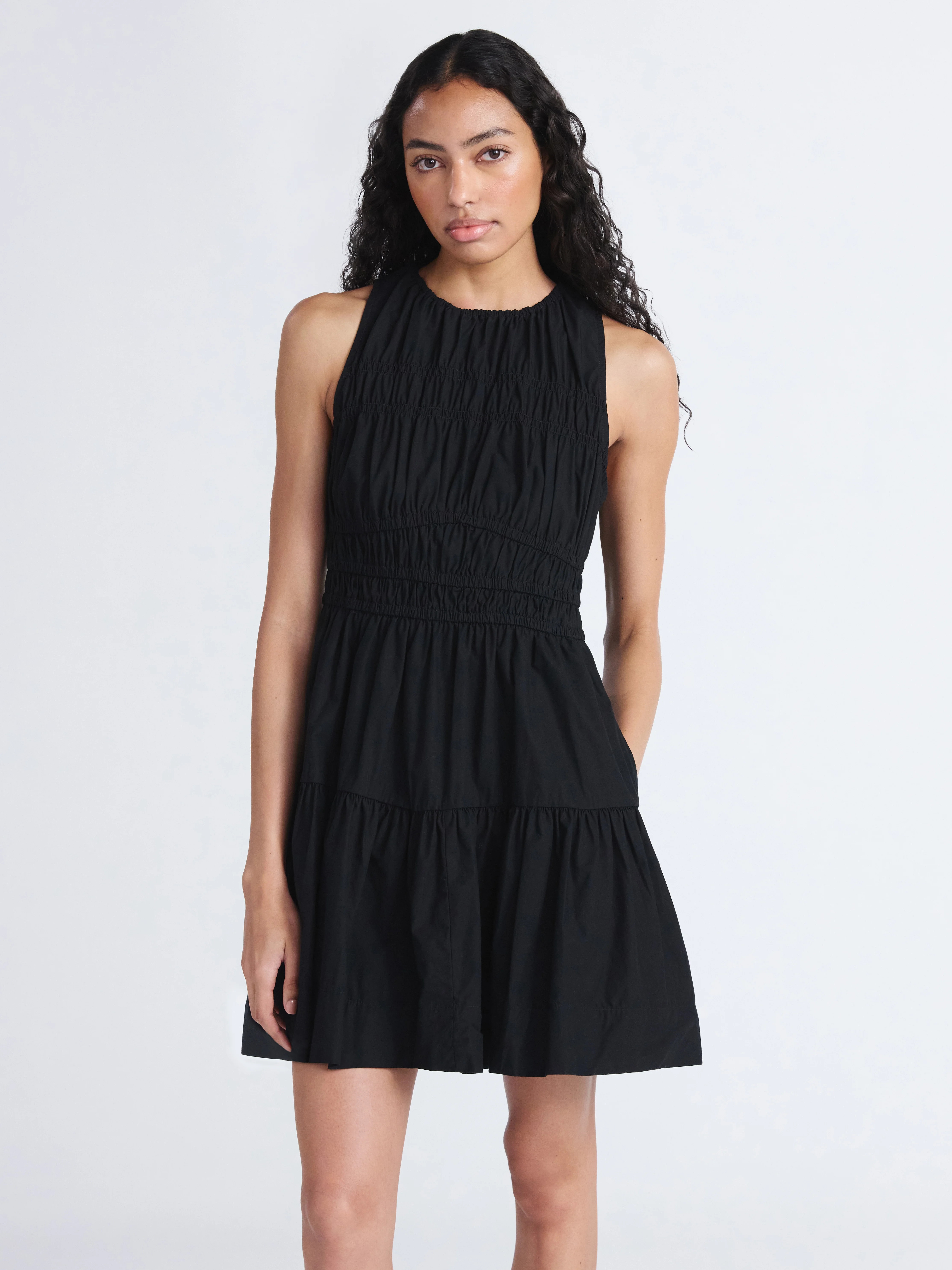 Free Assembly Women's Sleeveless Smocked Cotton Mini Dress with Back Tie, Sizes XS-XXL | Walmart (US)