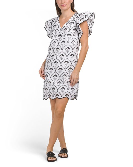 V-neck Flutter Sleeve Shift Mini Dress | TJ Maxx